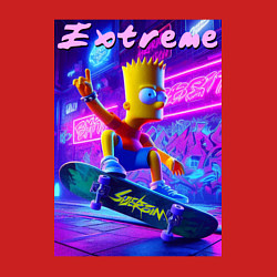 Свитшот хлопковый мужской Bart Simpson on a skateboard - extreme ai art, цвет: красный — фото 2