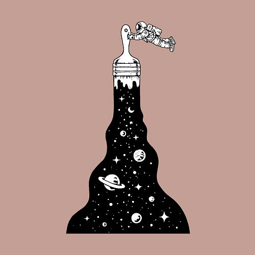 Мужской свитшот Художник космонавт / Пыльно-розовый – фото 3