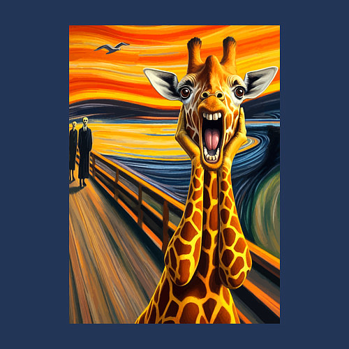 Мужской свитшот Жираф кричит - мем нейросеть / Тёмно-синий – фото 3