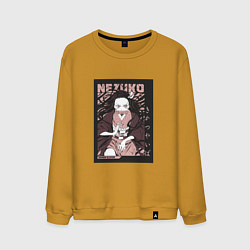 Свитшот хлопковый мужской Demon slayer Nezuko pinck, цвет: горчичный