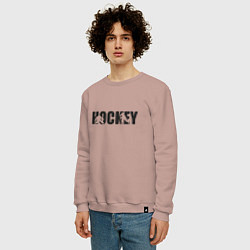 Свитшот хлопковый мужской Hockey art, цвет: пыльно-розовый — фото 2