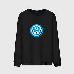 Свитшот хлопковый мужской Volkswagen logo blue, цвет: черный