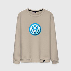 Свитшот хлопковый мужской Volkswagen logo blue, цвет: миндальный