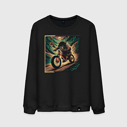 Свитшот хлопковый мужской Медведь на горном велосипеде, цвет: черный