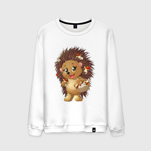 Мужской свитшот Красивый добрый ежик / Белый – фото 1