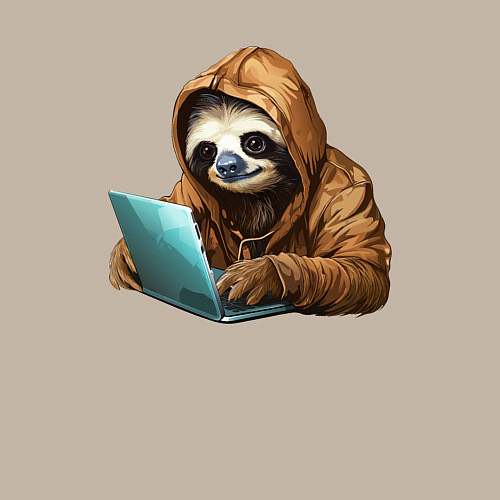 Мужской свитшот Ленивец за ноутбуком / Миндальный – фото 3