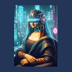 Свитшот хлопковый мужской Gioconda - cyberpunk ai art fantasy, цвет: тёмно-синий — фото 2