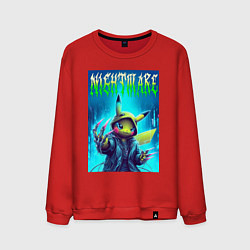 Свитшот хлопковый мужской Pikachu - nightmare ai art fantasy, цвет: красный