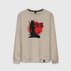 Свитшот хлопковый мужской Самурайская лиса, цвет: миндальный