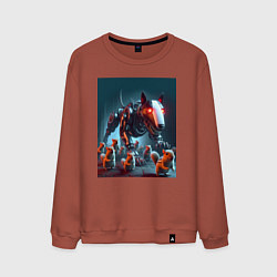 Свитшот хлопковый мужской Кибер бультерьер защищает белок - нейросеть, цвет: кирпичный