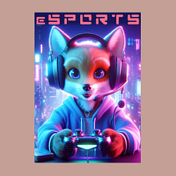 Свитшот хлопковый мужской Funny fox - e sports ai art, цвет: пыльно-розовый — фото 2