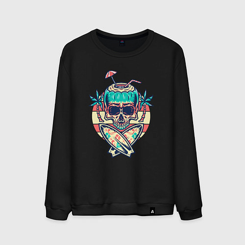Мужской свитшот Skull and surf / Черный – фото 1