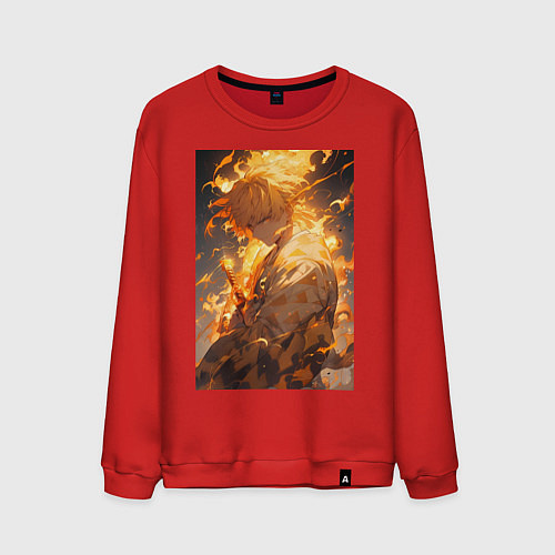 Мужской свитшот Клинок, рассекающий демонов Дзэнъицу Агацума / Красный – фото 1