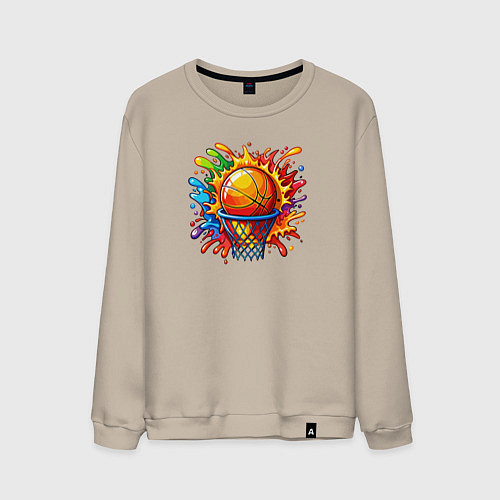 Мужской свитшот Мяч в баскетбольном кольце / Миндальный – фото 1