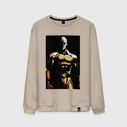 Мужской свитшот Ванпанчмен Сайтама супергерой / Миндальный – фото 1