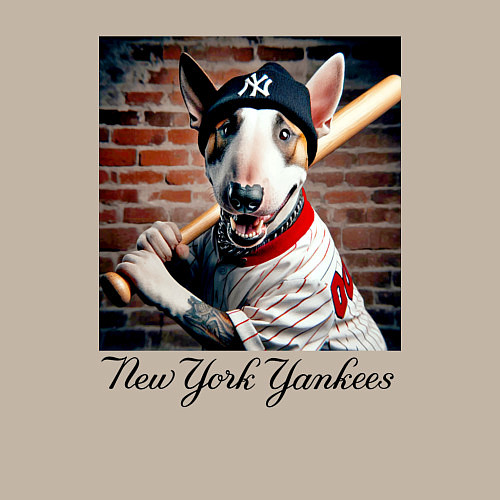 Мужской свитшот Bull terrier - New York yankees baseball team / Миндальный – фото 3
