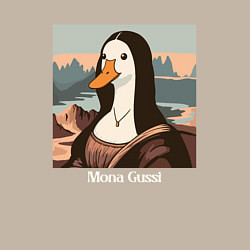 Свитшот хлопковый мужской Смешной гусь в картине Мона Лиза Mona Gussi, цвет: миндальный — фото 2