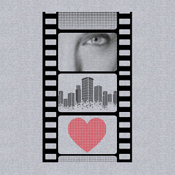 Свитшот хлопковый мужской Пиксели кинопленка город, цвет: меланж — фото 2