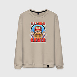 Свитшот хлопковый мужской Забавный ретро геймер, цвет: миндальный