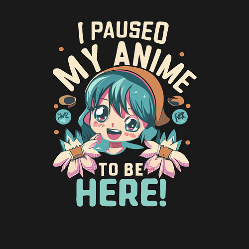 Мужской свитшот Девочка в стиле аниме с косичками / Черный – фото 3