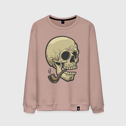 Свитшот хлопковый мужской Череп с трубкой, цвет: пыльно-розовый