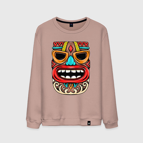 Мужской свитшот Tiki mask / Пыльно-розовый – фото 1