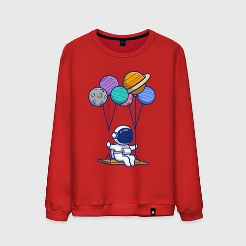 Мужской свитшот Качели в космосе / Красный – фото 1