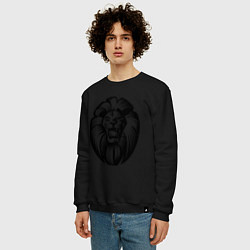 Свитшот хлопковый мужской Бесстрашный лев, цвет: черный — фото 2
