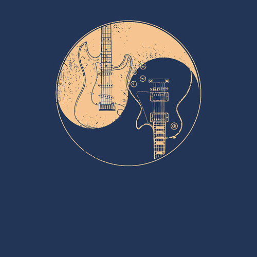 Мужской свитшот Инь ян гитарки / Тёмно-синий – фото 3