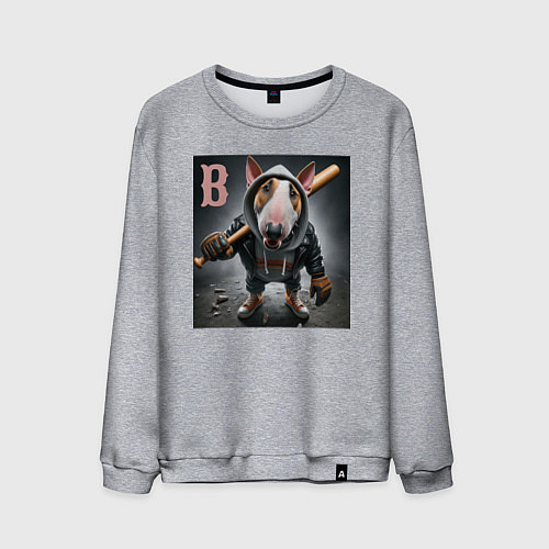 Мужской свитшот Булли крутой бейсболист - нейросеть / Меланж – фото 1