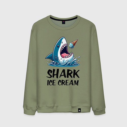 Мужской свитшот Shark ice cream - ai art / Авокадо – фото 1