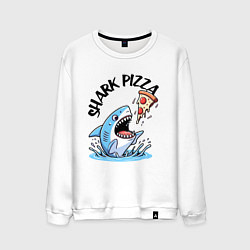 Свитшот хлопковый мужской Shark pizza - ai art fantasy, цвет: белый