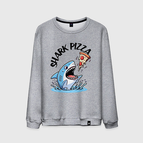 Мужской свитшот Shark pizza - ai art fantasy / Меланж – фото 1