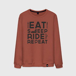 Свитшот хлопковый мужской Eat sleep ride repeat, цвет: кирпичный