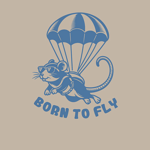 Мужской свитшот Забавная крыса парашютист рожденный летать / Миндальный – фото 3