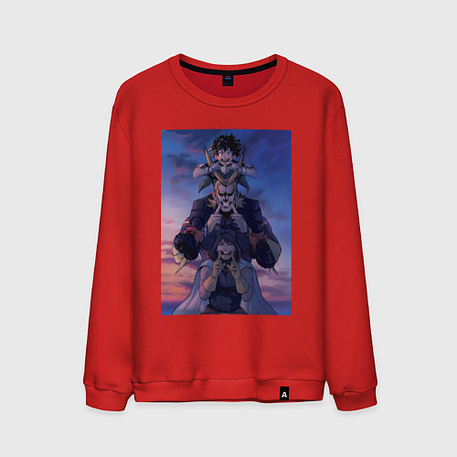 Мужской свитшот Моя геройская академия Всемогущий Идзуку Мидория / Красный – фото 1