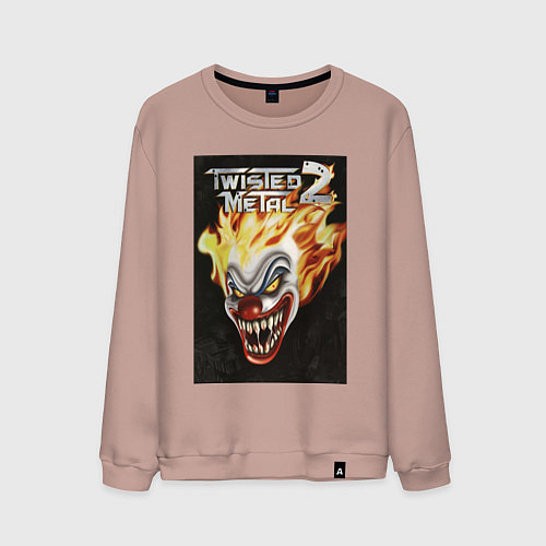 Мужской свитшот Twisted metal 2 - clown head / Пыльно-розовый – фото 1