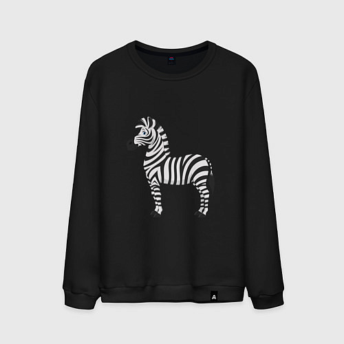 Мужской свитшот Хорошая веселая зебра / Черный – фото 1