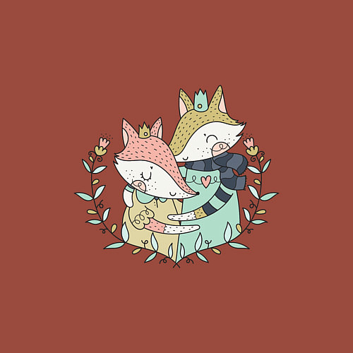 Мужской свитшот Влюблённые лисички / Кирпичный – фото 3