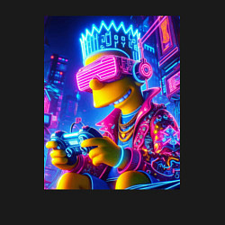 Свитшот хлопковый мужской Bart Simpson esports player - neon glow, цвет: черный — фото 2