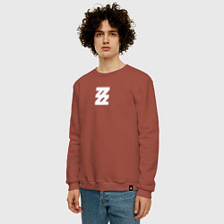 Свитшот хлопковый мужской Zenless Zone Zero logotype, цвет: кирпичный — фото 2