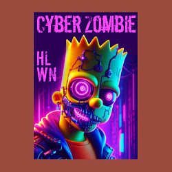 Свитшот хлопковый мужской Bart Simpson cyber zombie - halloween ai art, цвет: кирпичный — фото 2