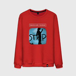 Свитшот хлопковый мужской Depeche Mode - Devotional stripped, цвет: красный