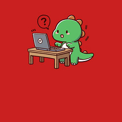 Свитшот хлопковый мужской Смешной динозавр за компьютером ничего не понимает, цвет: красный — фото 2