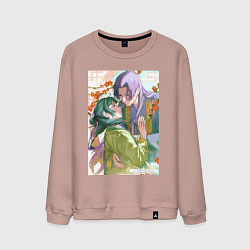 Свитшот хлопковый мужской Монолог фармацевта Жэньши Маомао объятия, цвет: пыльно-розовый