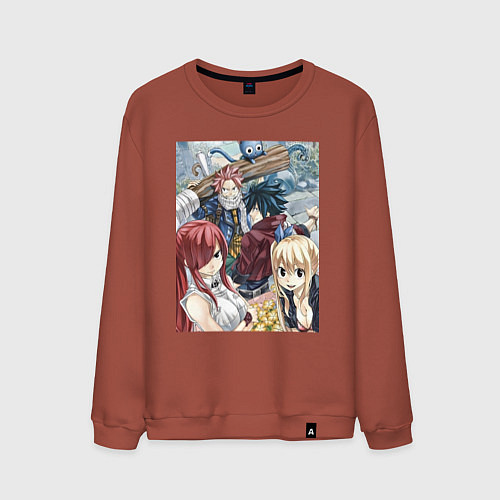 Мужской свитшот Хвост Феи Эрза Скарлет Грей Фуллбастер / Кирпичный – фото 1