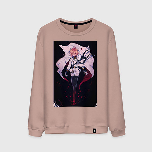 Мужской свитшот Последний Серафим Микаэла Хякуя вампир / Пыльно-розовый – фото 1
