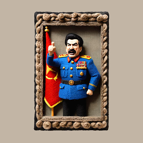 Мужской свитшот Вязанный Сталин грозит пальцем - детское творчеств / Миндальный – фото 3