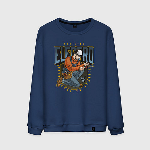 Мужской свитшот Addicted electro high quality service / Тёмно-синий – фото 1