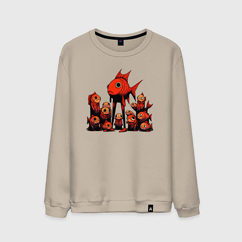 Мужской свитшот Рыба и ее ученики / Миндальный – фото 1